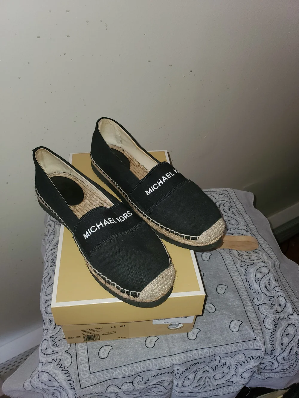 MICHAEL Michael Kors Vicky Espadrille Black Canvas Women’s Shoe Box